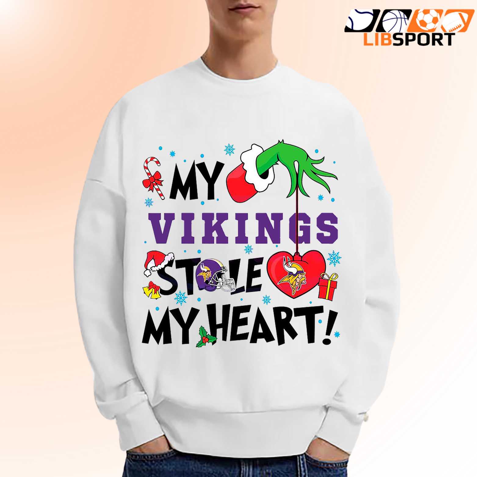 Grinch My Vikings Stole My Heart T Shirt, Christmas Unisex Tee, Game Day Shirt
